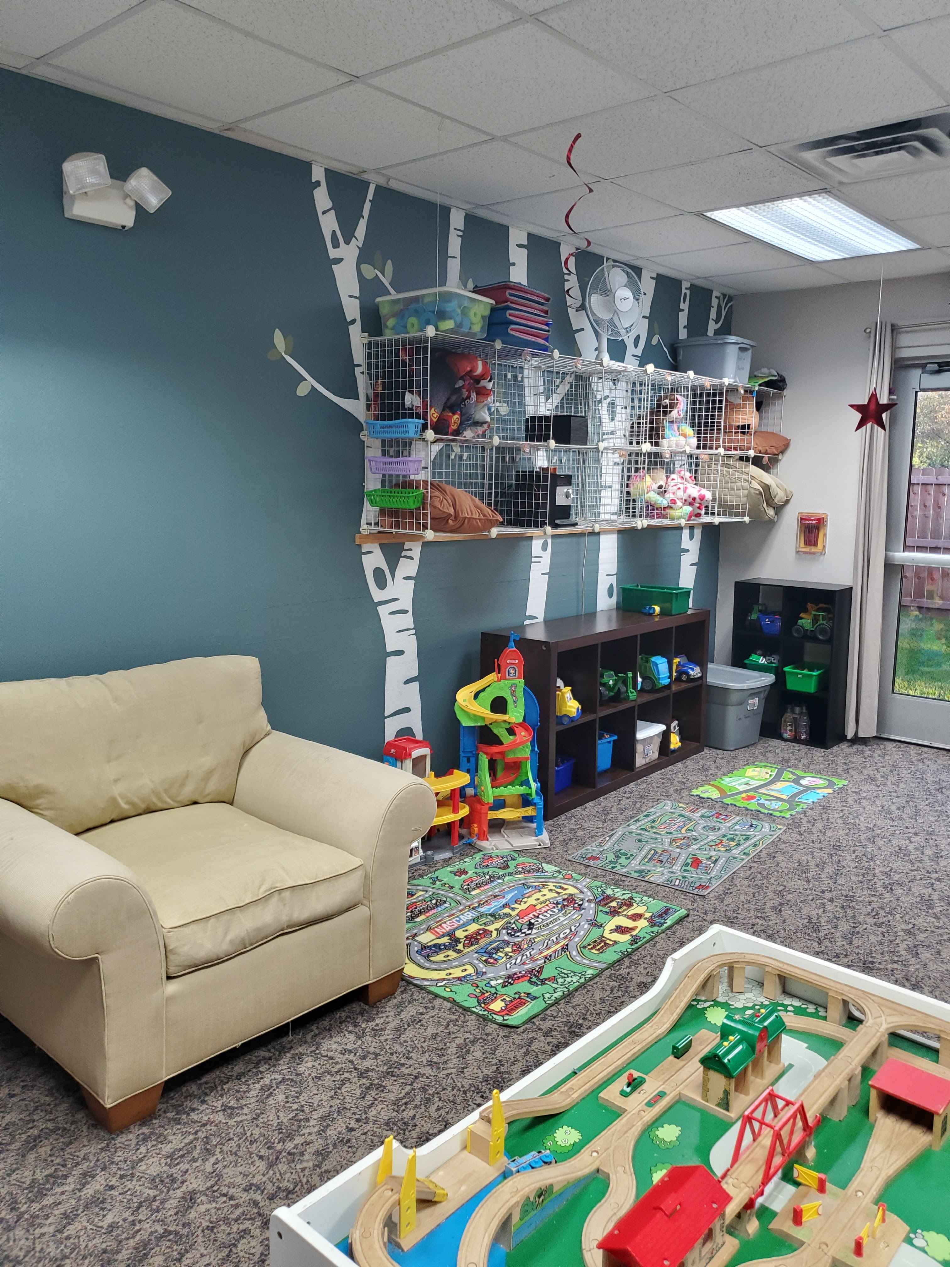 Infant care room with learning materials